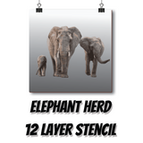 Elephant Herd - Multi Layer Stencil - Download or Pre-cut