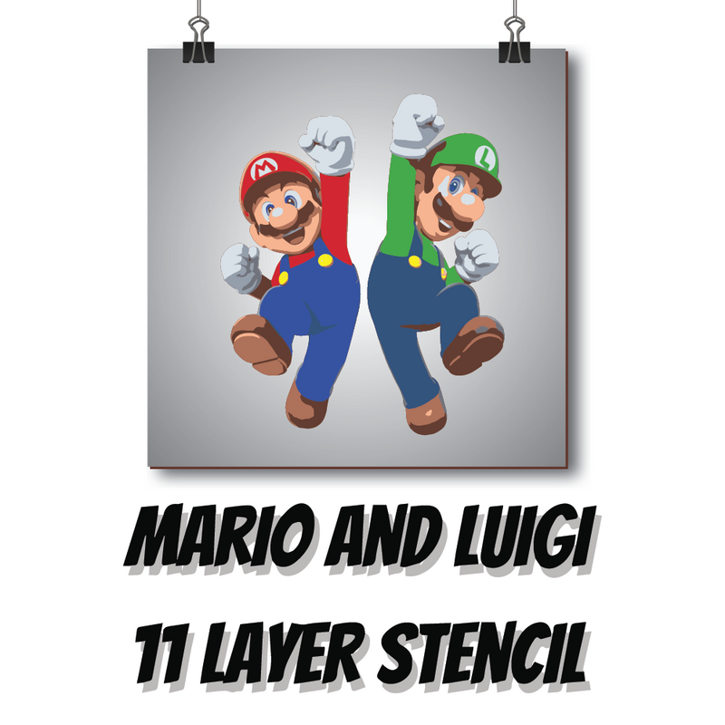 Mario & Luigi Multi Layer Stencil - Download or Pre-cut