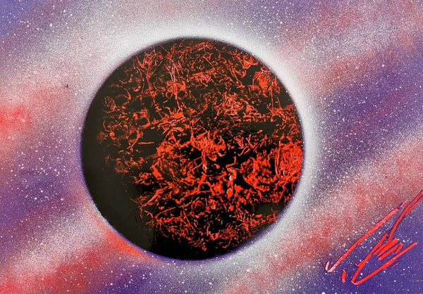 Black & Red Planet With Purple Sky