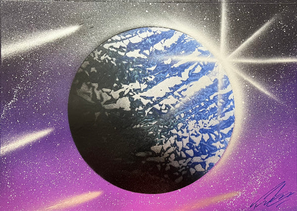 Blue and Purple World Planet Painting